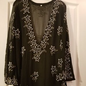 Black Chiffon Party Wear Top w/ Pearl work